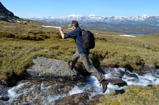Jumping over melting water
