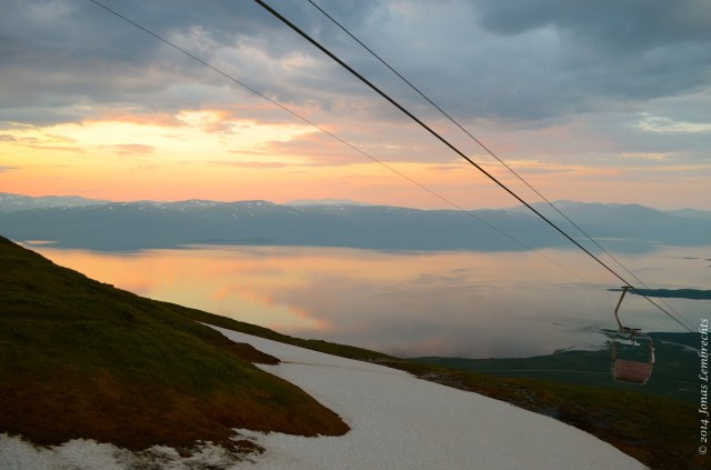 Chairlift on Nuolja to the midnight sun