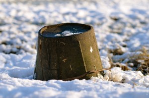 Wooden trench in snow
