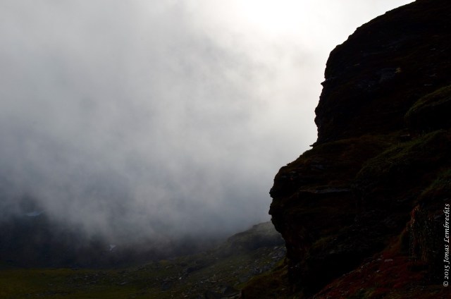 Rock in the mist in Abisko